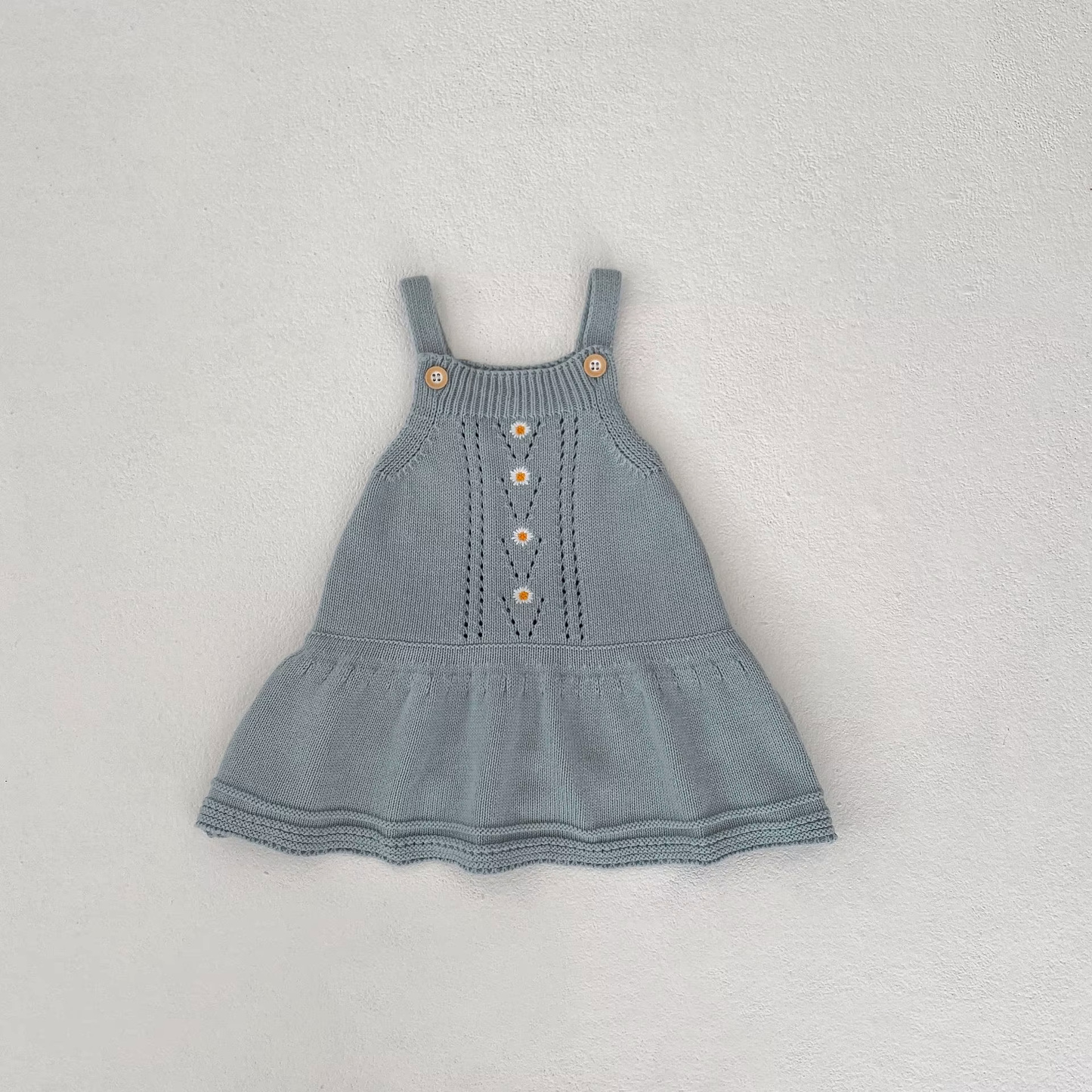 Set Vestito e Cardigan in Cotone con Ricamo Floreale