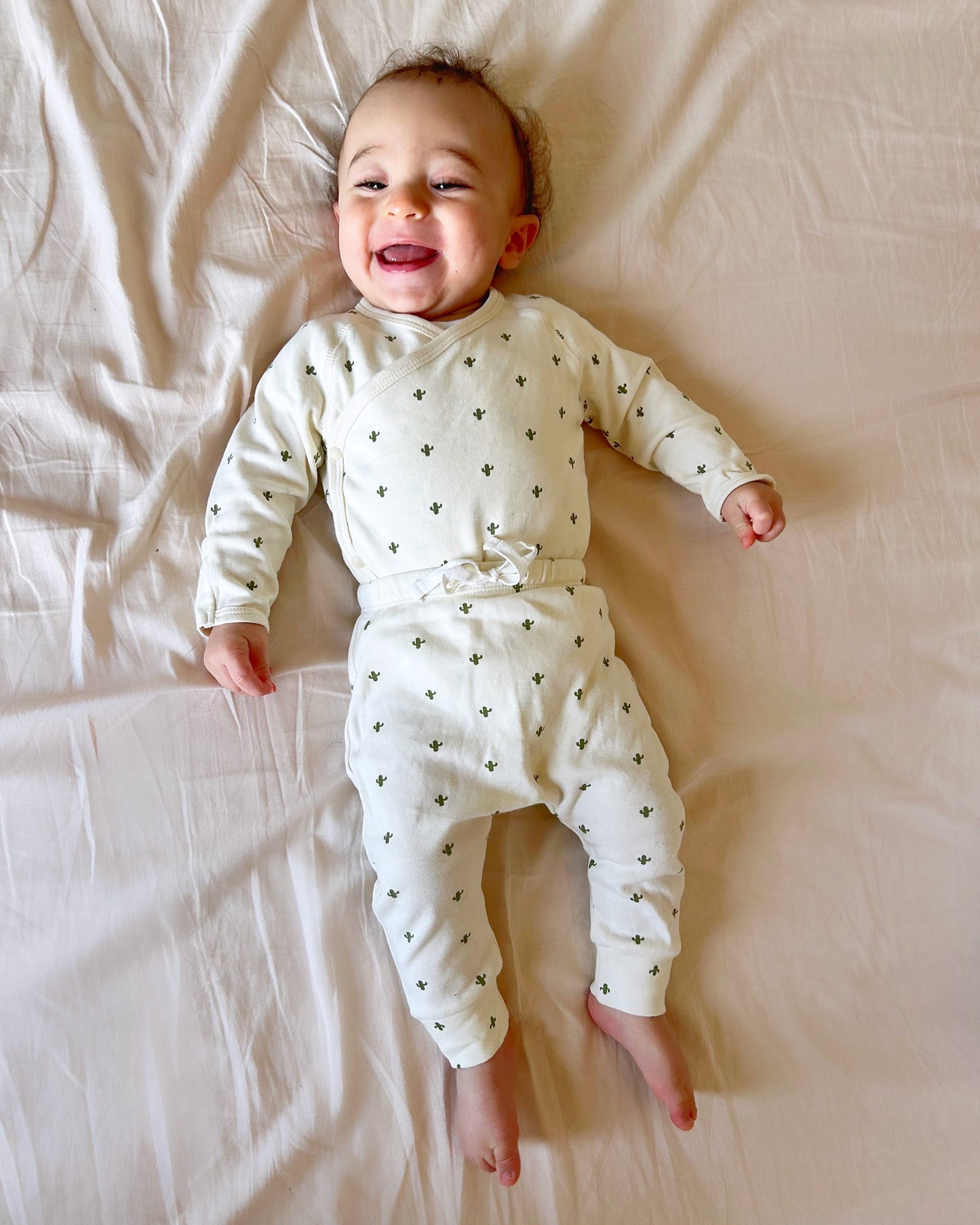 Set body a manica lunga e pantaloni in cotone organico