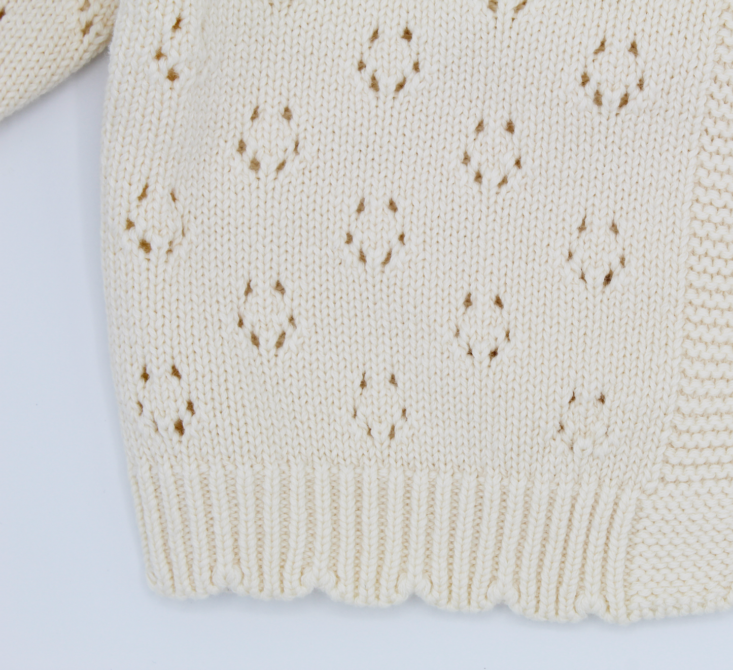 Cardigan in Maglia di Cotone con Trama Pointelle