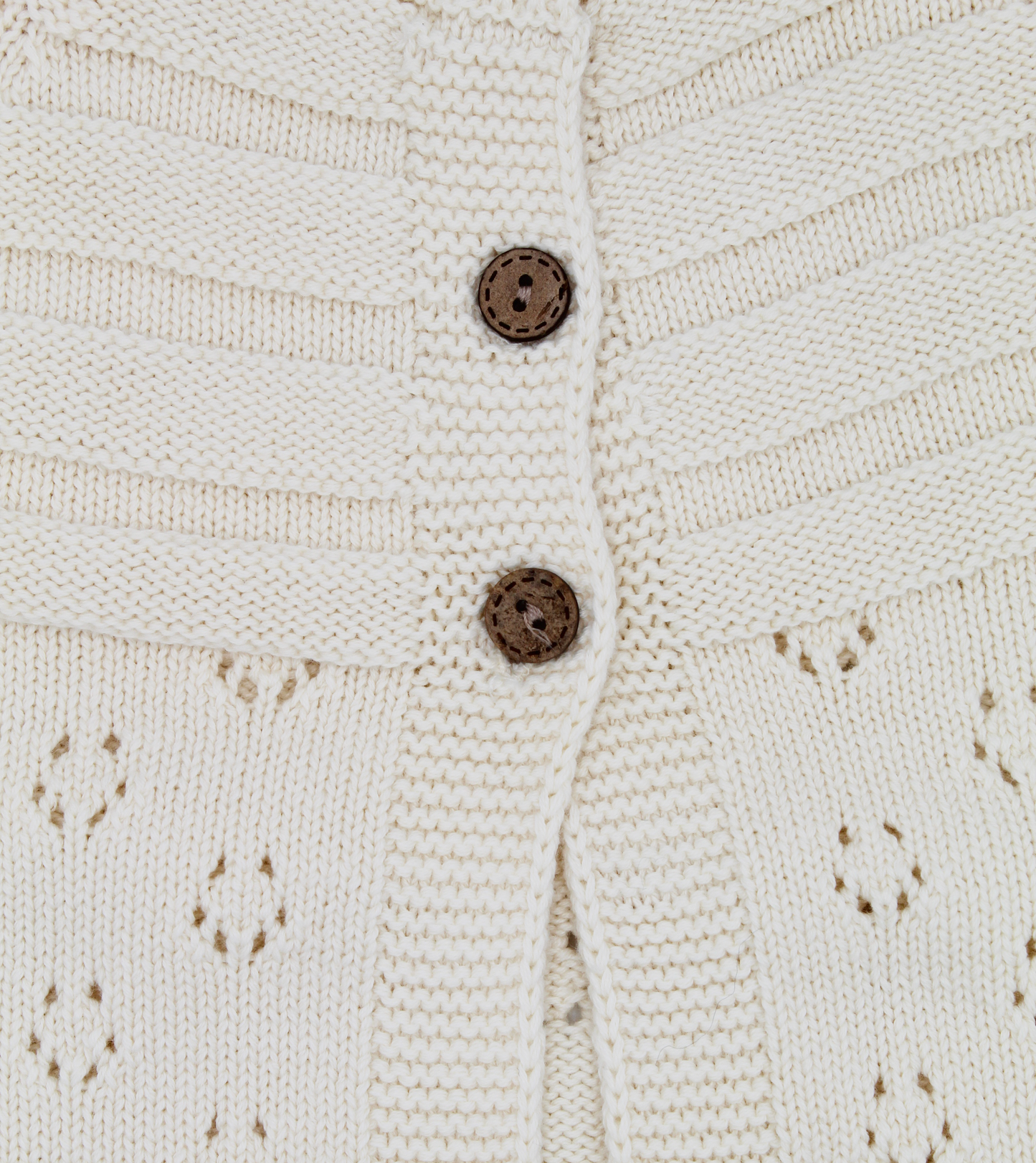 Cardigan in Maglia di Cotone con Trama Pointelle
