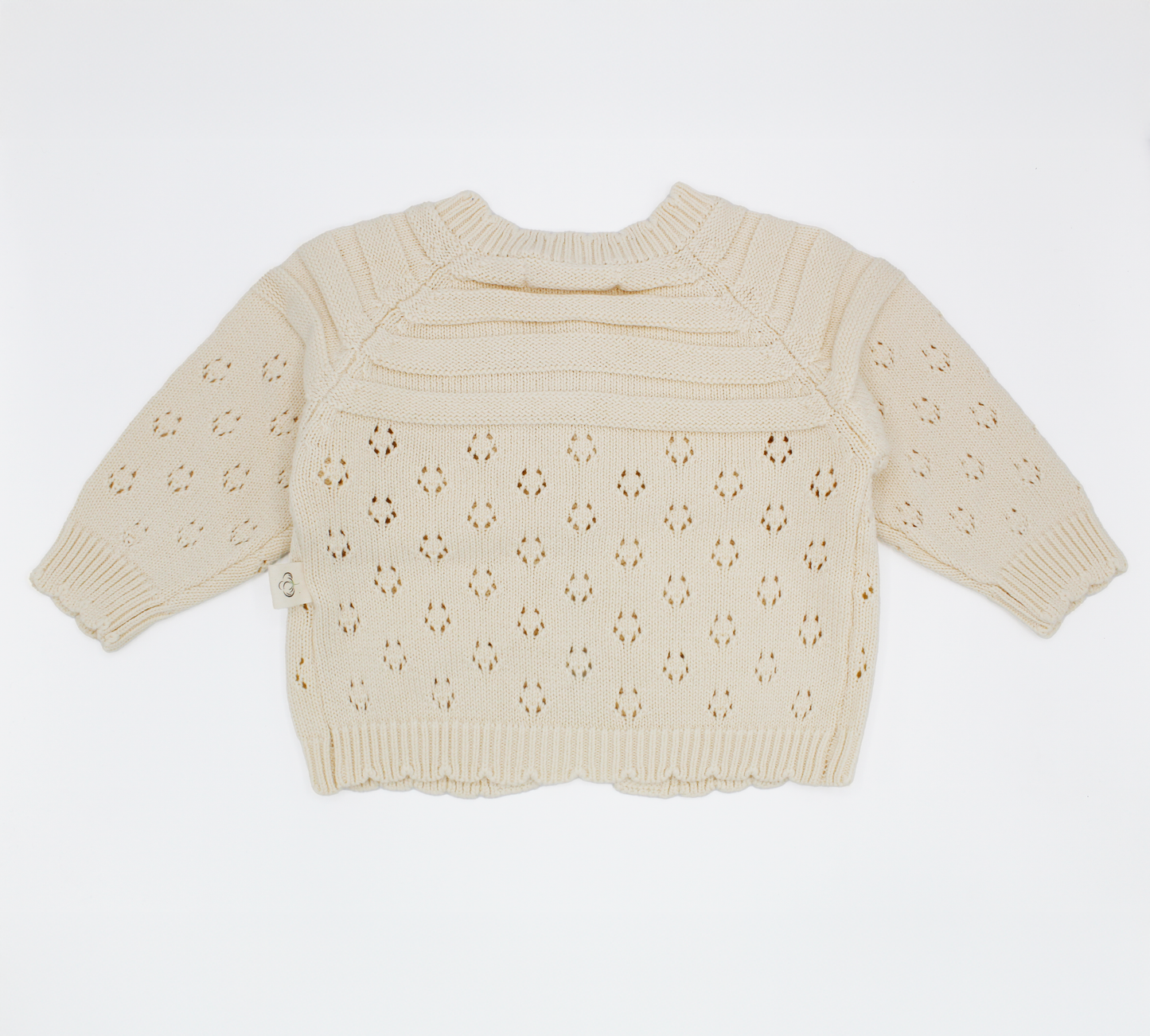 Cardigan in Maglia di Cotone con Trama Pointelle