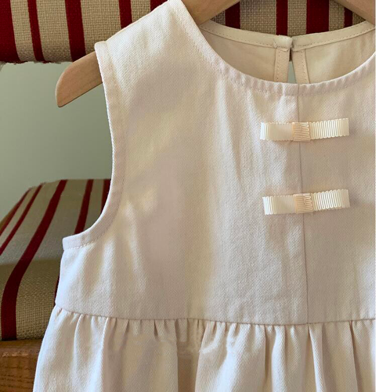 Vestito Estivo in Cotone con Fiocco e Rouches