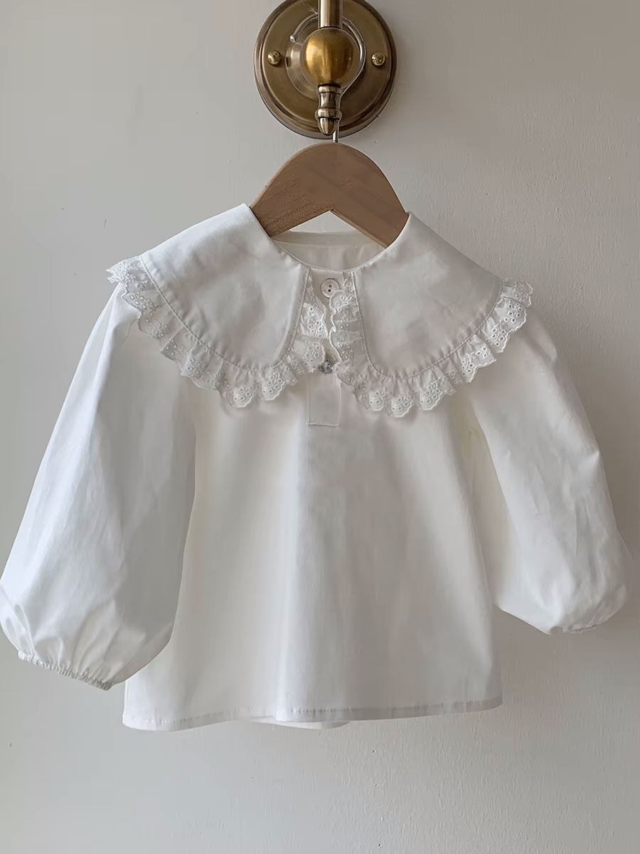Blusa in cotone con colletto Peter Pan