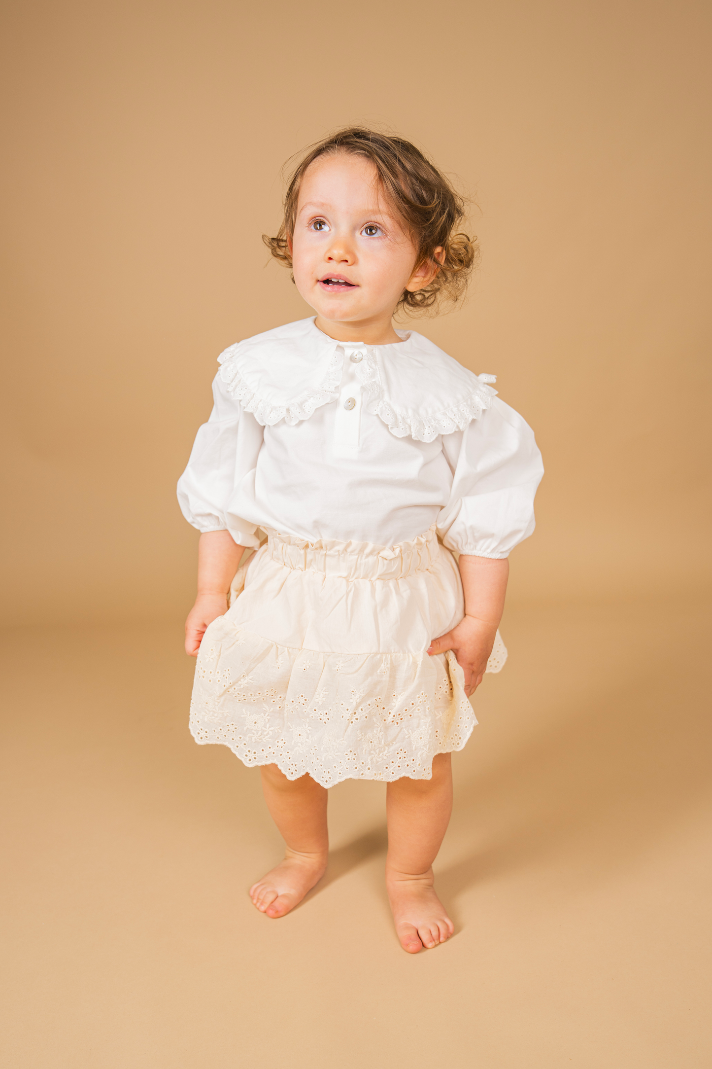 Blusa in cotone con colletto Peter Pan