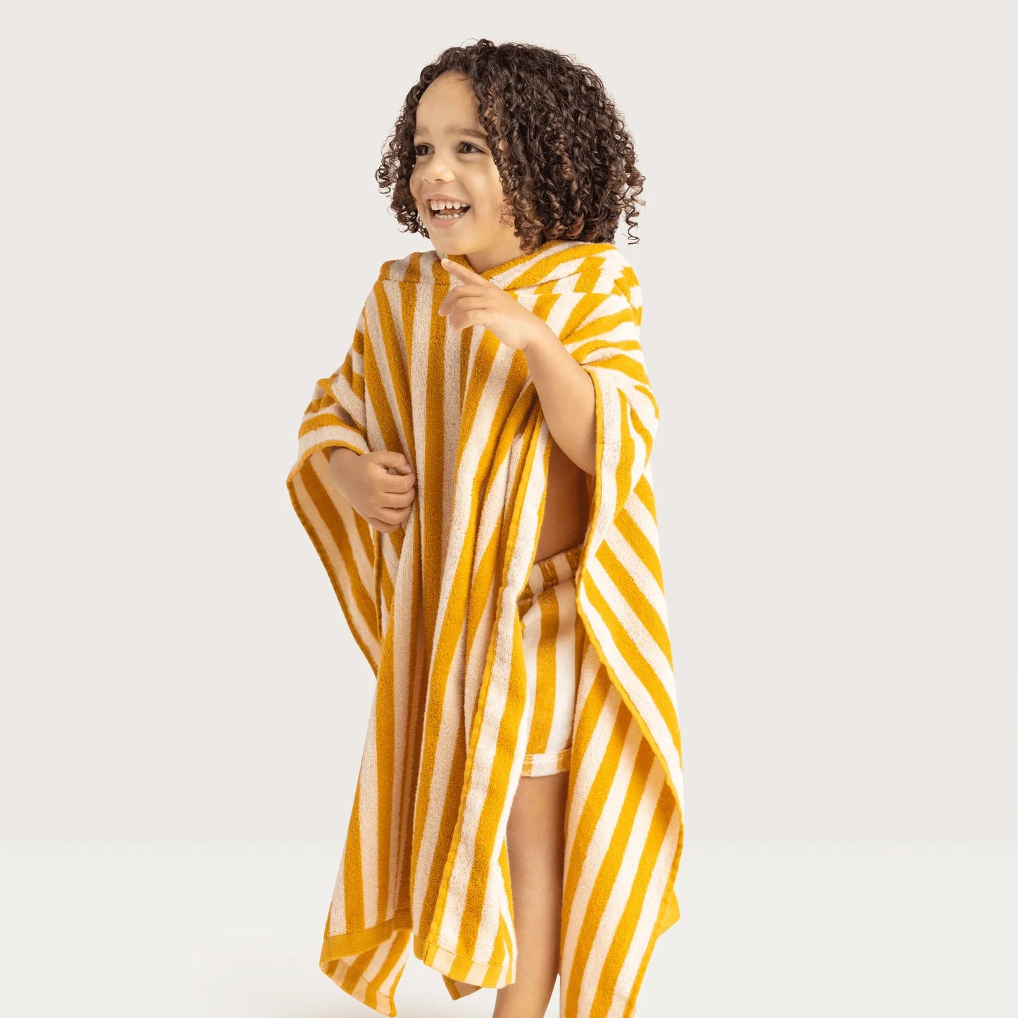 Poncho da spiaggia in cotone 100% – Giallo/Bianco 65 x 65 cm