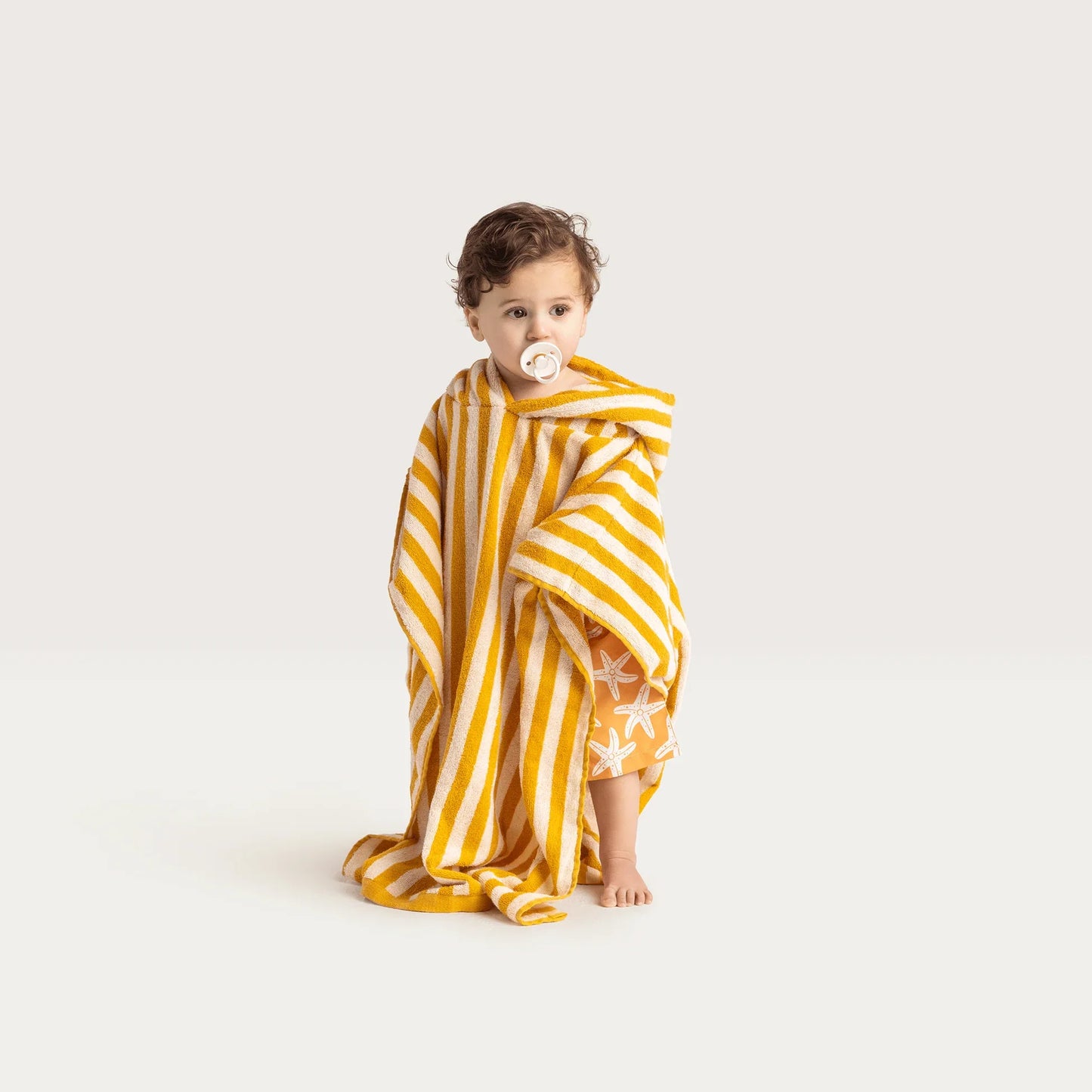 Poncho da spiaggia in cotone 100% – Giallo/Bianco 65 x 65 cm