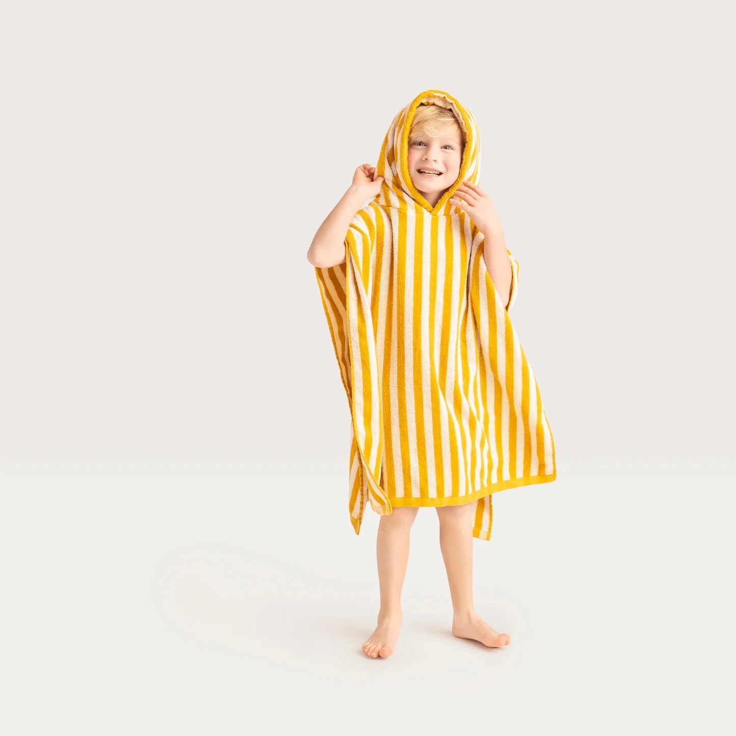 Poncho da spiaggia in cotone 100% – Giallo/Bianco 65 x 65 cm